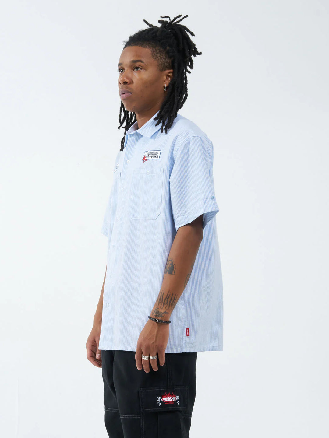 Worship Tread Lightly Work Shirt- Float Blue