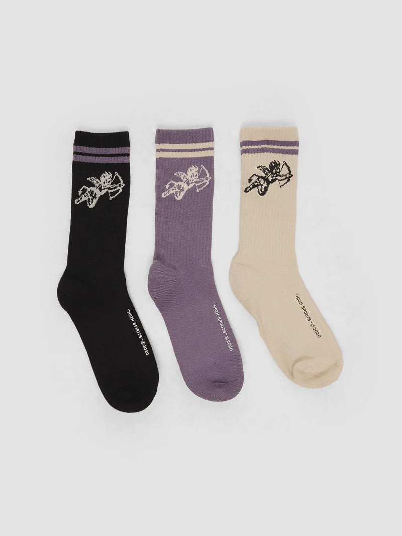 Worship Supplies Cherub 3 Pack Socks - Purple Reign - Black - Bone