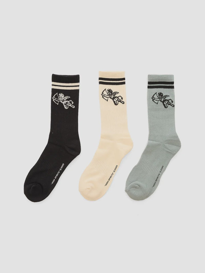 Worship Supplies Cherub 3 Pack Socks - Mineral - Black - Bone