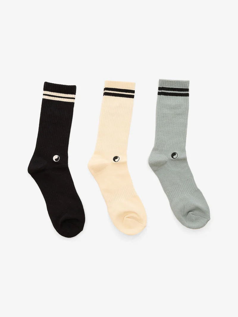 Worship Supplies Cherub 3 Pack Socks - Mineral - Black - Bone