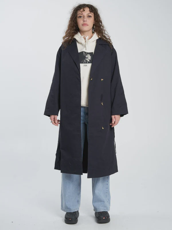 Thrills Adrianna Trench Coat- Midnight Blue