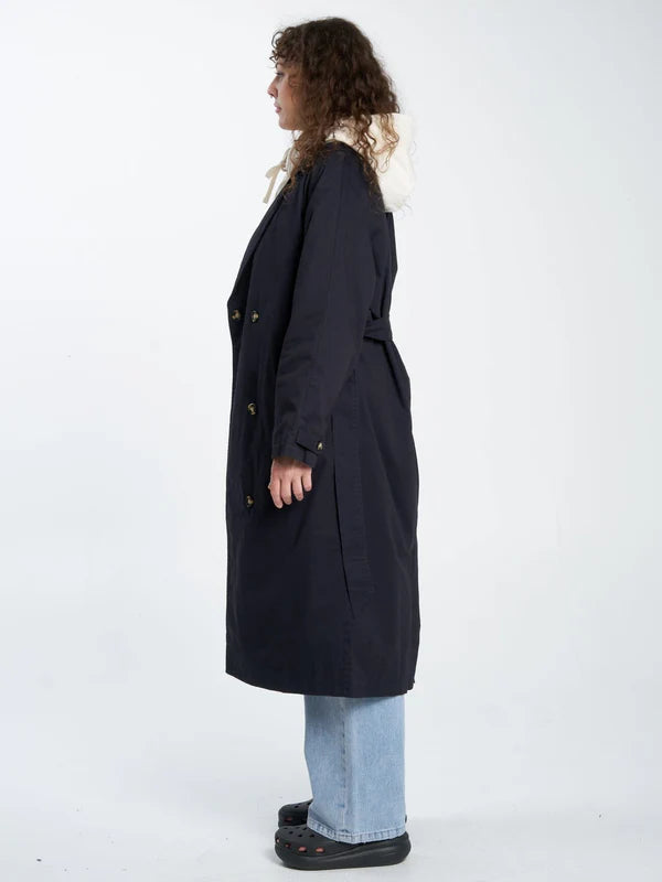Thrills Adrianna Trench Coat- Midnight Blue