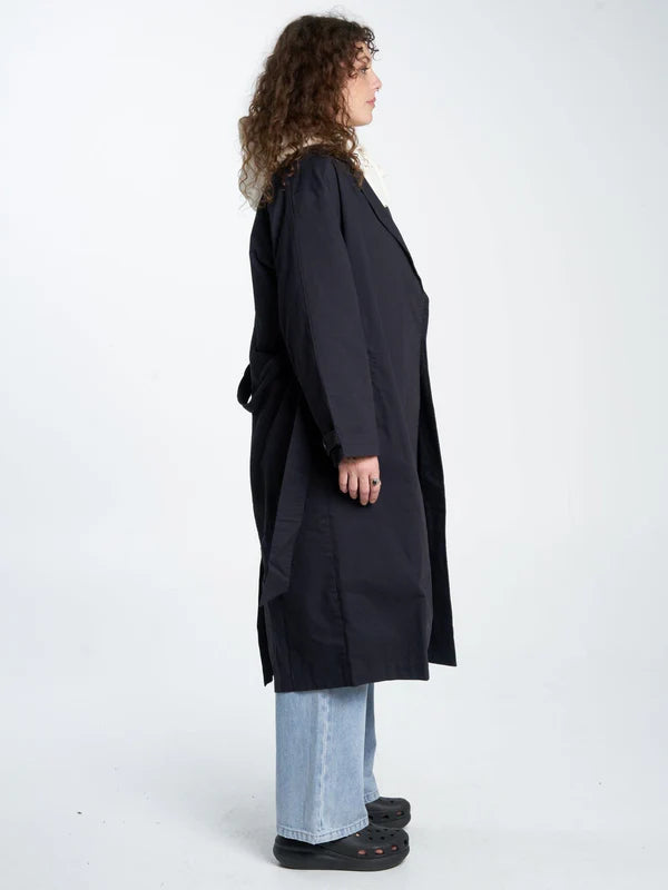 Thrills Adrianna Trench Coat- Midnight Blue