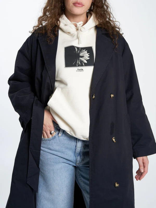 Thrills Adrianna Trench Coat- Midnight Blue