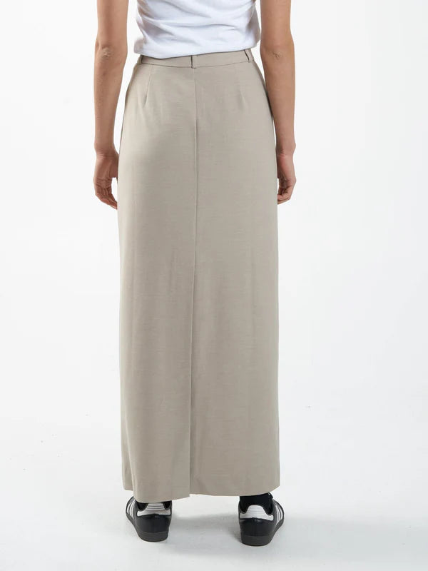 Thrills Column Suiting Skirt- Stone