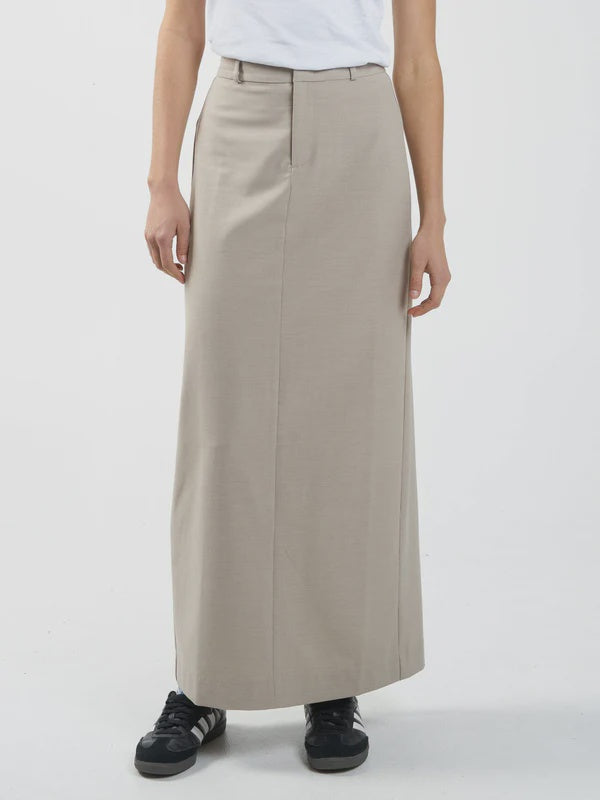 Thrills Column Suiting Skirt- Stone