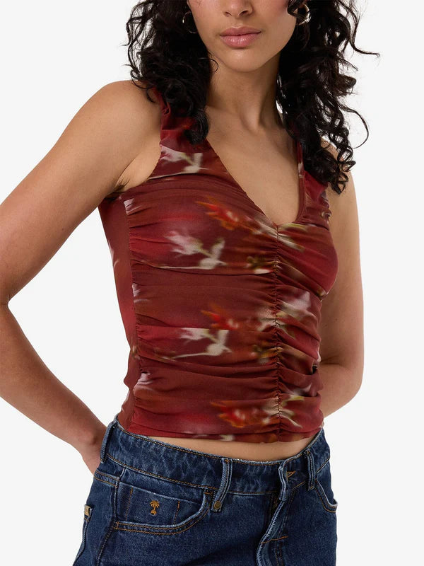 Thrills Rhapsody Floral Top - Cabernet