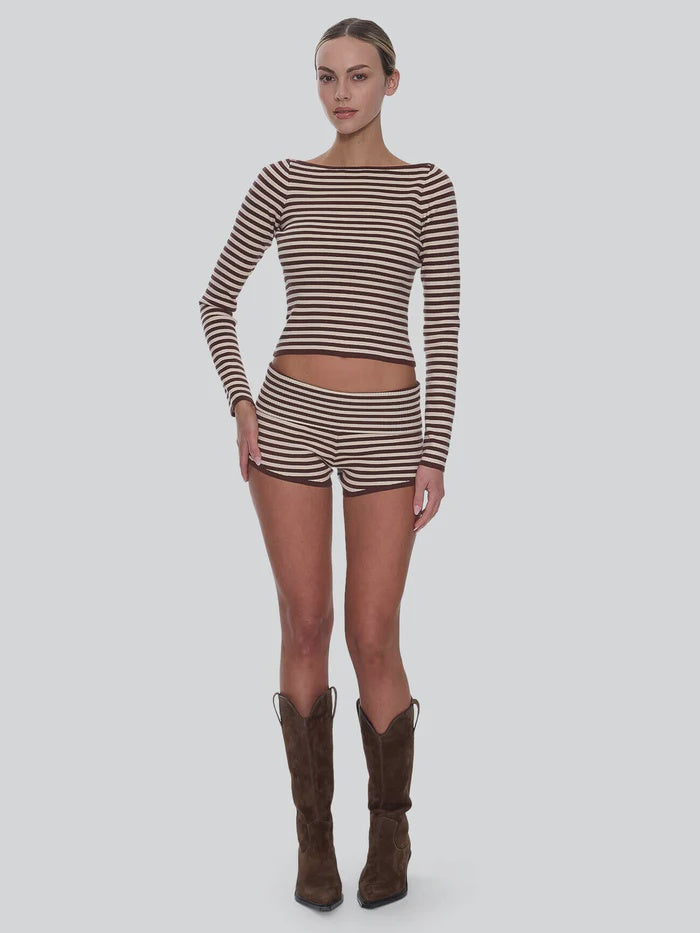 Thrills Walker Knit Long Sleeve Top - Butter Cream Stripe