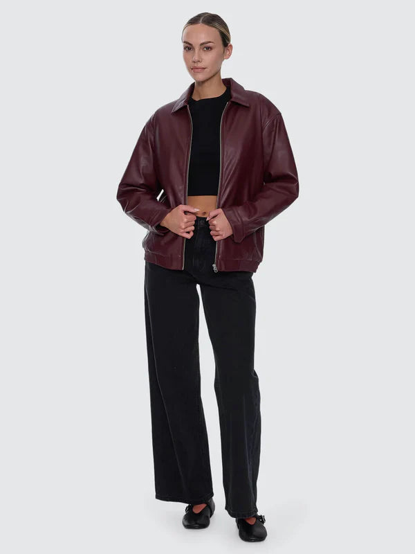 Thrills Elka Leather Jacket - New Maroon