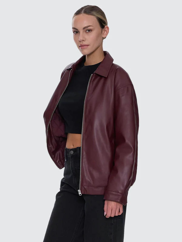Thrills Elka Leather Jacket - New Maroon