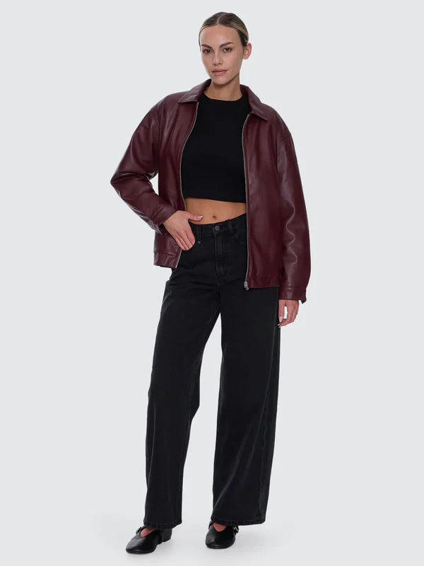 Thrills Elka Leather Jacket - New Maroon