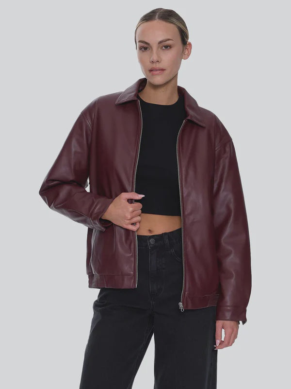 Thrills Elka Leather Jacket - New Maroon