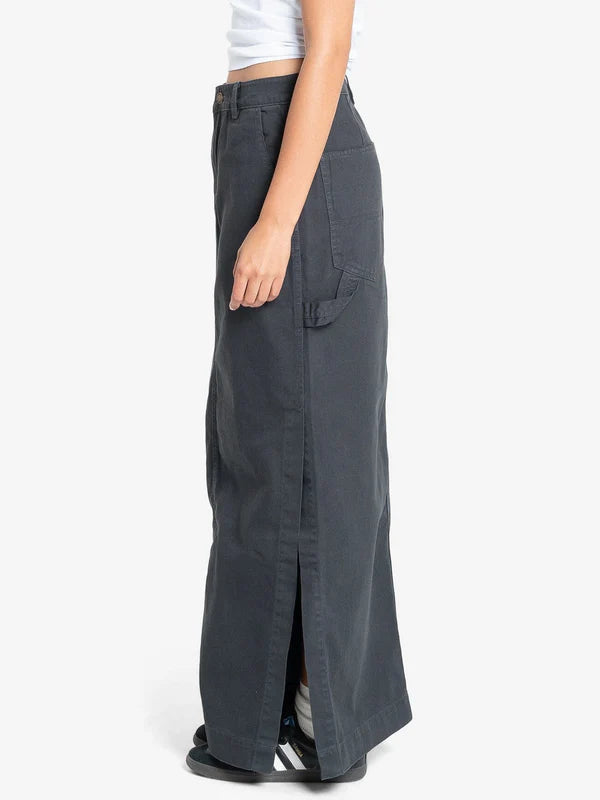 Thrills Carpenter Maxi Skirt- Dark Charcoal