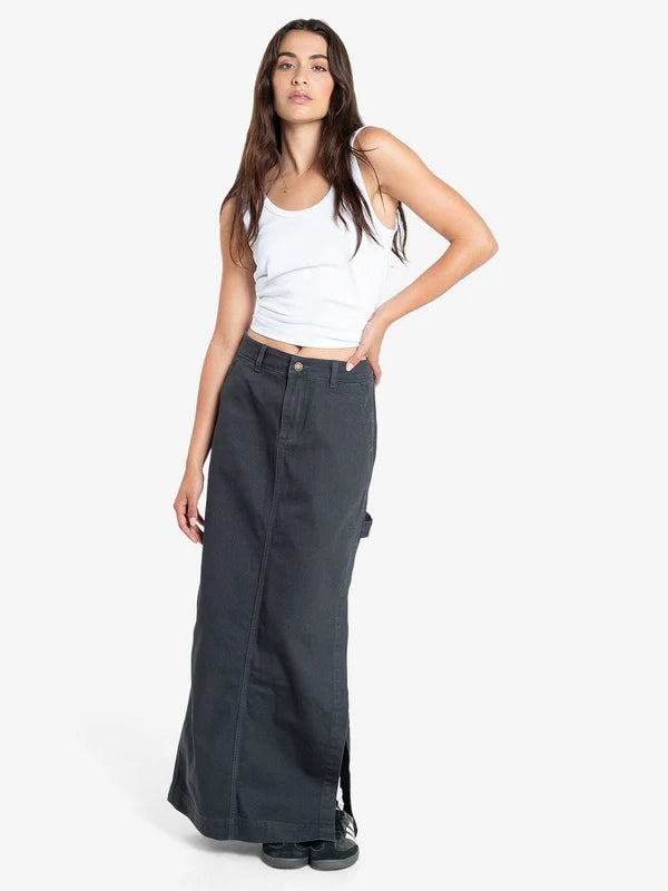 Thrills Carpenter Maxi Skirt- Dark Charcoal