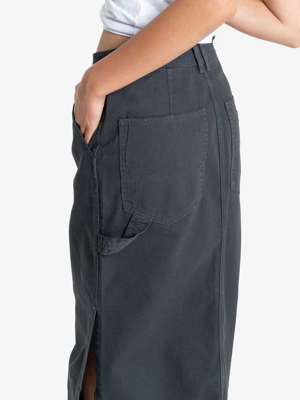 Thrills Carpenter Maxi Skirt- Dark Charcoal