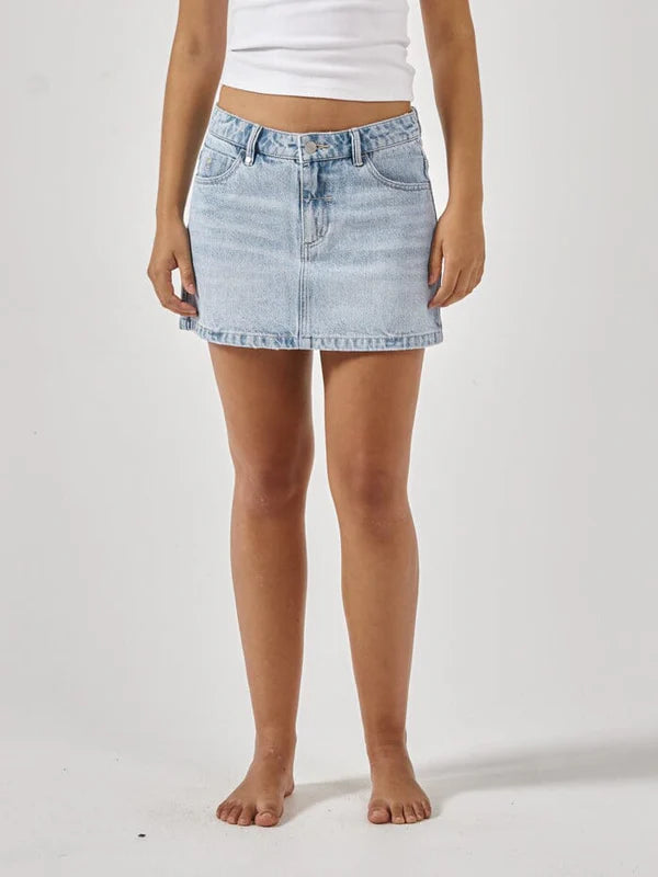 Thrills Sophie Low Denim  Skirt - Ash Blue