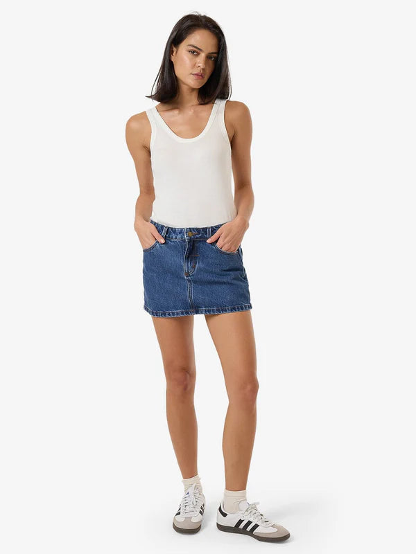 Thrills Sophie Low Denim Skirt - Double Rinsed Blues