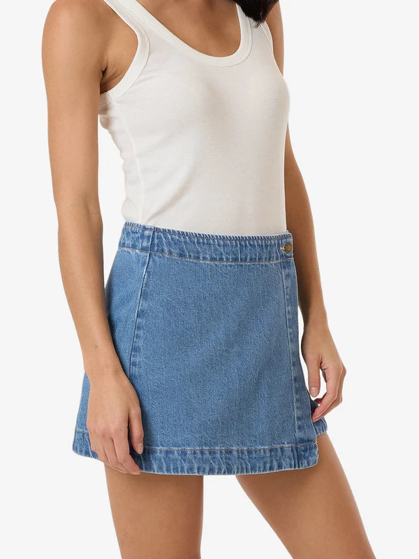 Thrills Marley Wrap Denim Skirt - Long Ago Blue