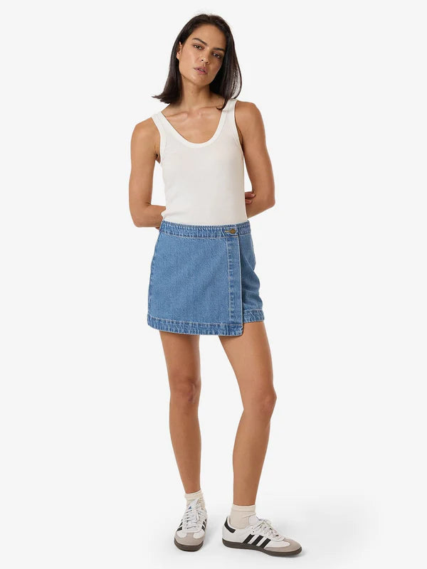 Thrills Marley Wrap Denim Skirt - Long Ago Blue