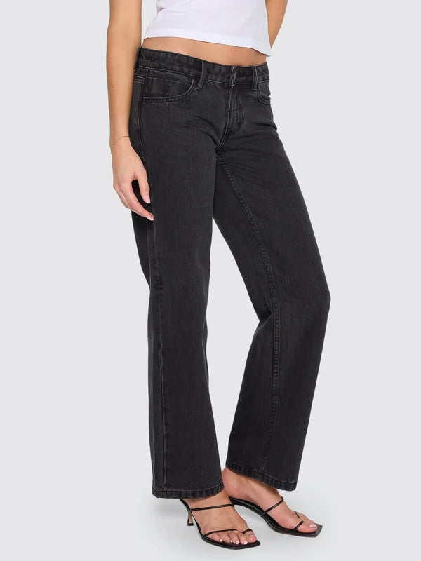 Thrills Saskia Low Rise Straight Denim Jean - Aged Black