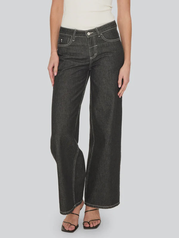 Thrills Hunter Low Rise Wide Jean - Raw Black