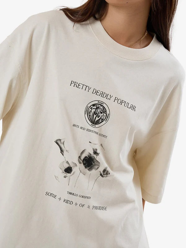 Thrills Deadly Posy Oversized Tee - Heritage White