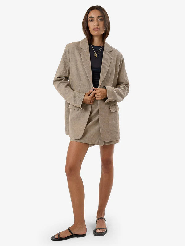 Thrills Allegra Twill Suiting Blazer- Tan Black