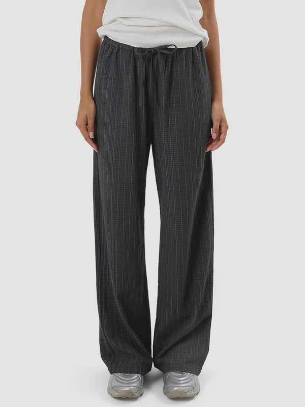 Thrills Colby Drawstring Pant- Charcoal Pinstripe