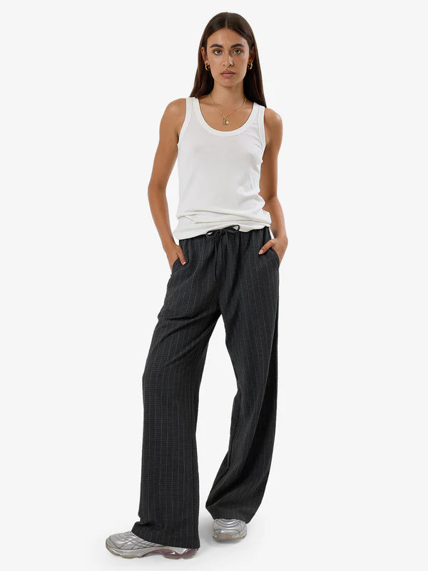 Thrills Colby Drawstring Pant- Charcoal Pinstripe