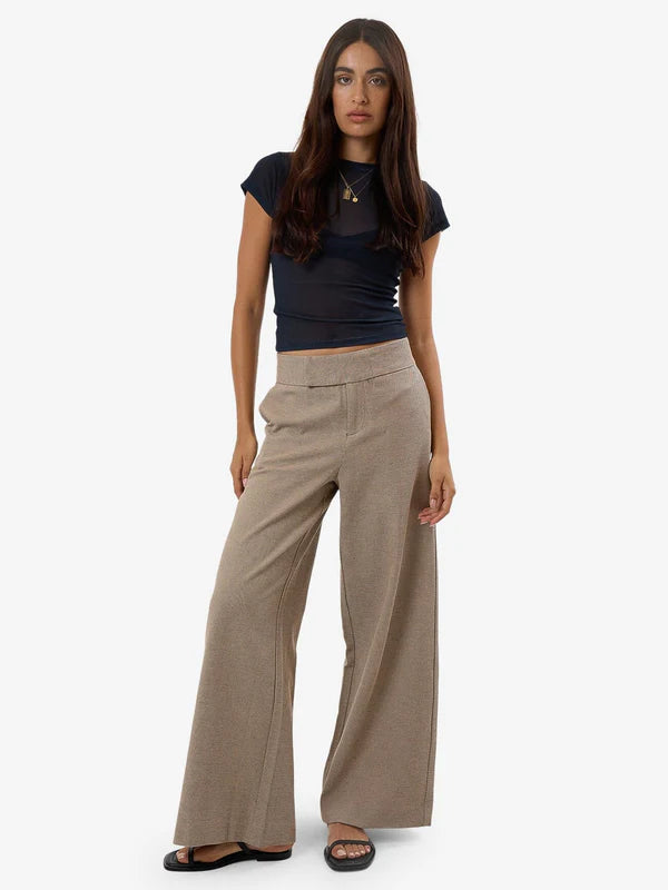 Thrills Christina Twill Suiting Trouser- Tan Black