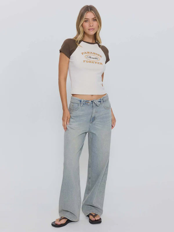 Thrills Murphy Folded Waist Baggy Denim Jean - Light Granite Blue