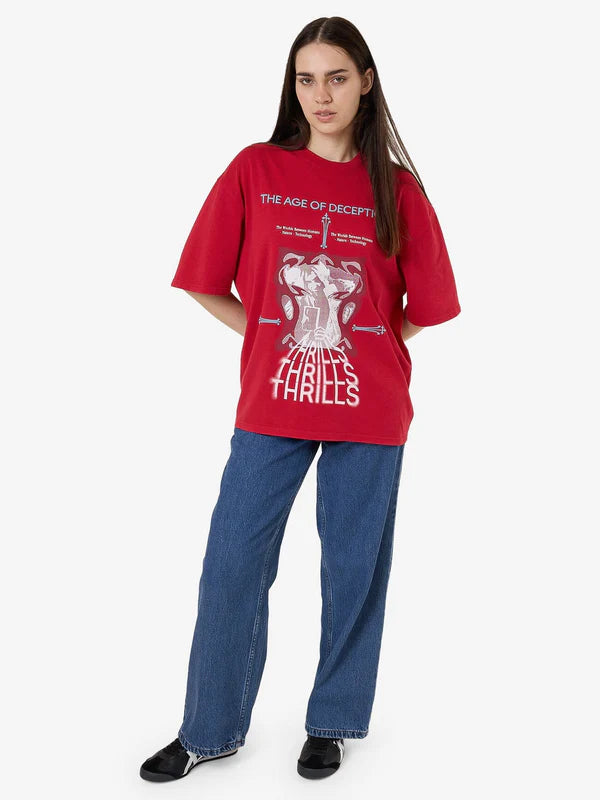 Thrills Age Of Deception Oversized Tee - Chilli Pepper