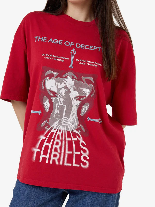 Thrills Age Of Deception Oversized Tee - Chilli Pepper