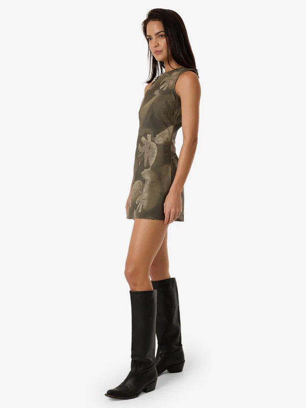 Thrills Flora Haze Sateen Dress - Brindle