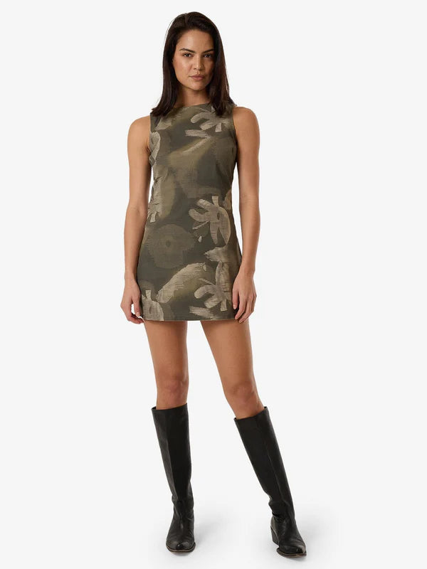 Thrills Flora Haze Sateen Dress - Brindle