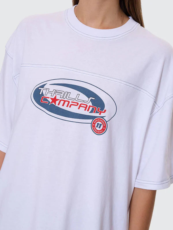 Thrills Track Record Oversized Tee - White