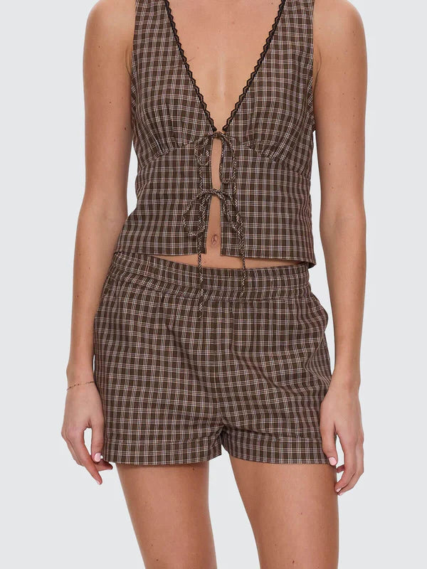 Thrills State Of Mind Check Short-Postal Brown