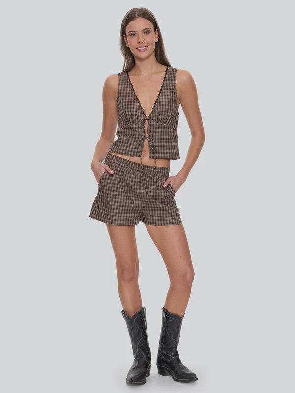 Thrills State Of Mind Check Short-Postal Brown