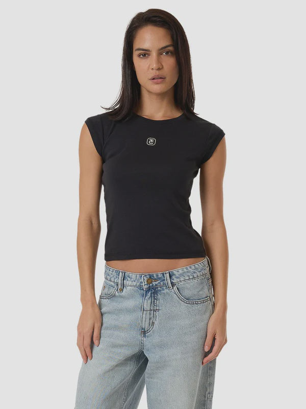 Thrills TC Foundation Cap Sleeve Tee - Washed Black