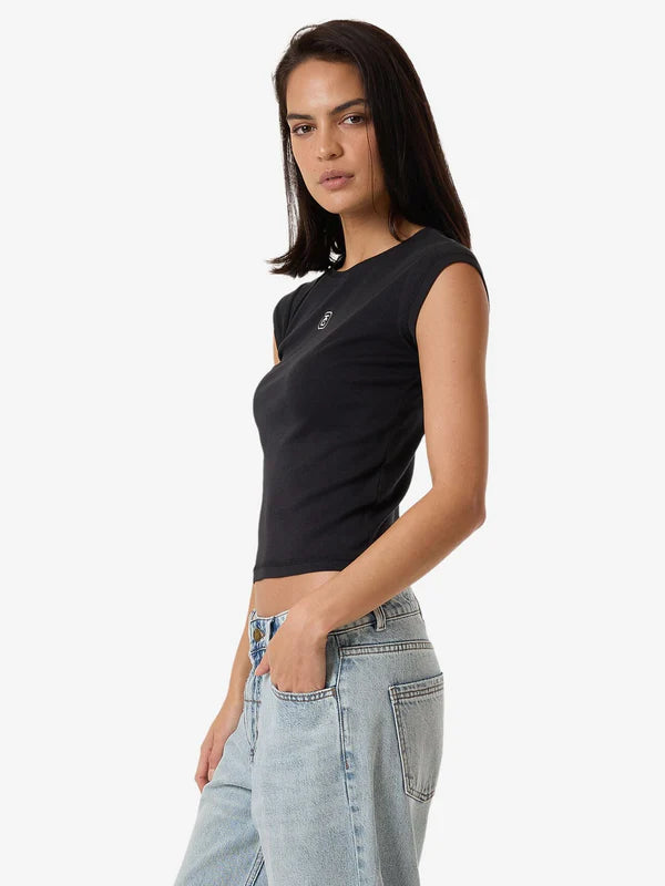 Thrills TC Foundation Cap Sleeve Tee - Washed Black