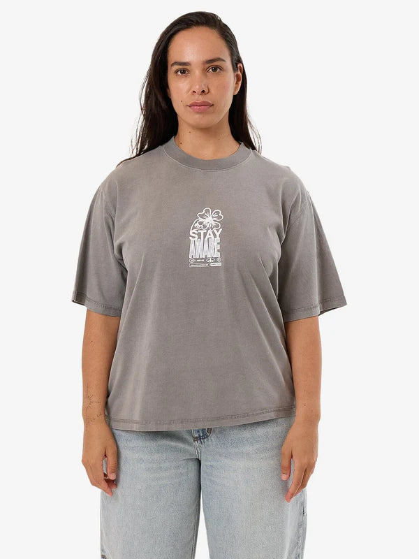 Thrills Stay Aware Square Tee - Washed Grey