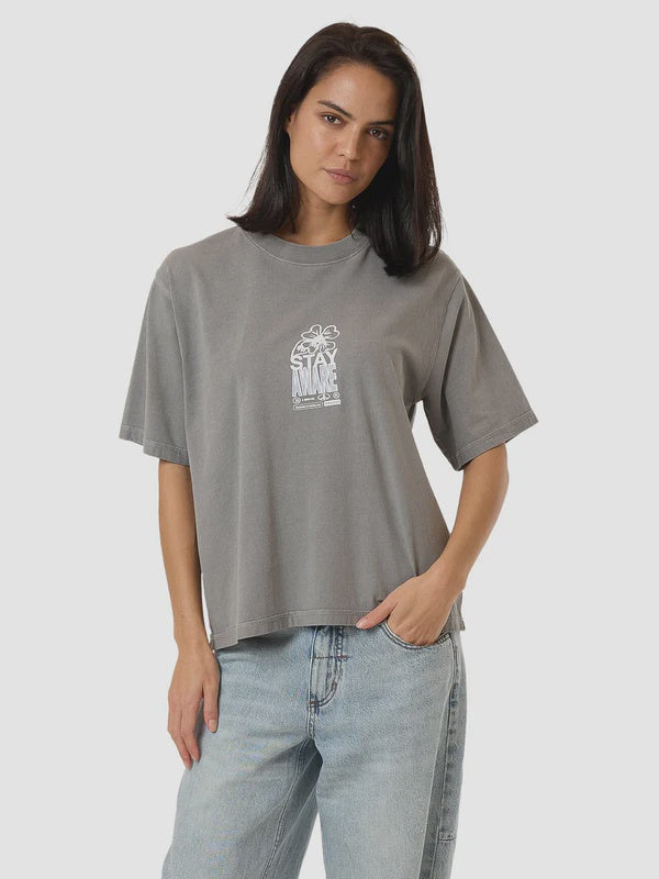 Thrills Stay Aware Square Tee - Washed Grey