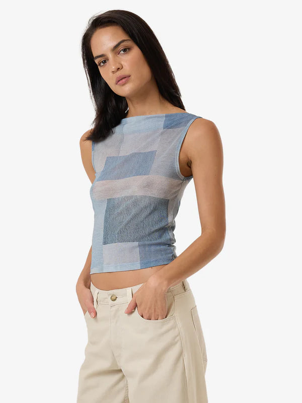 Thrills Shades Of Indigo Mesh Tank - Blue