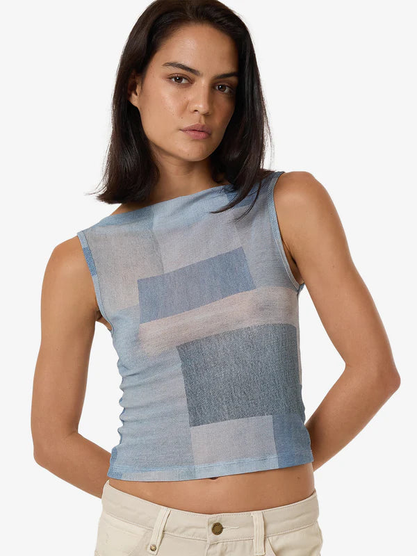 Thrills Shades Of Indigo Mesh Tank - Blue