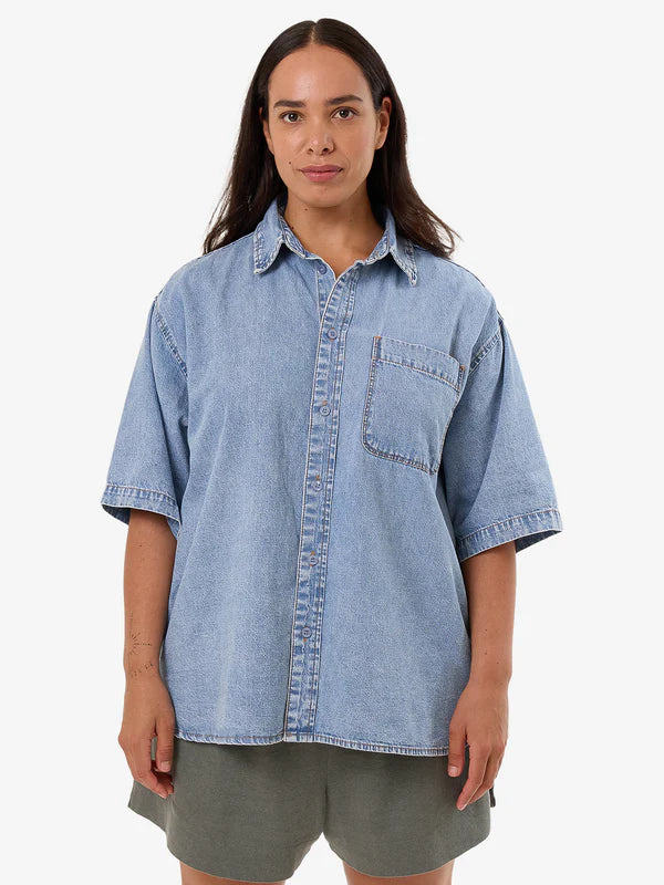 Thrills Darian Denim Shirt - Tempest Blue