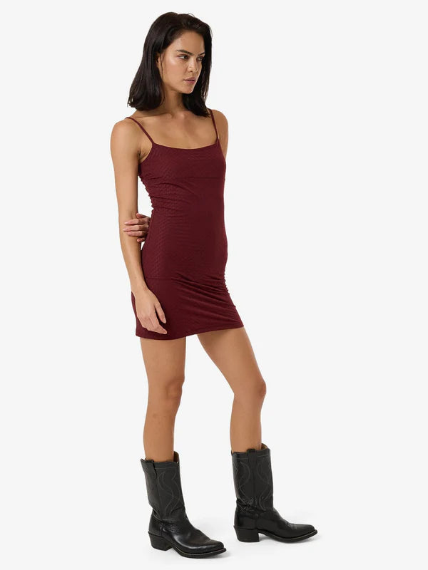 Thrills Petra Mesh Mini Dress - Dark Cherry