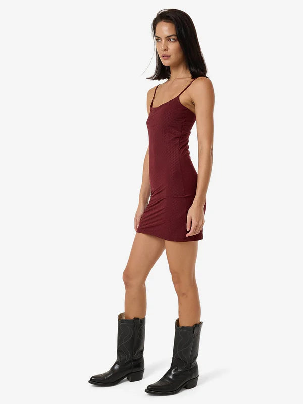 Thrills Petra Mesh Mini Dress - Dark Cherry