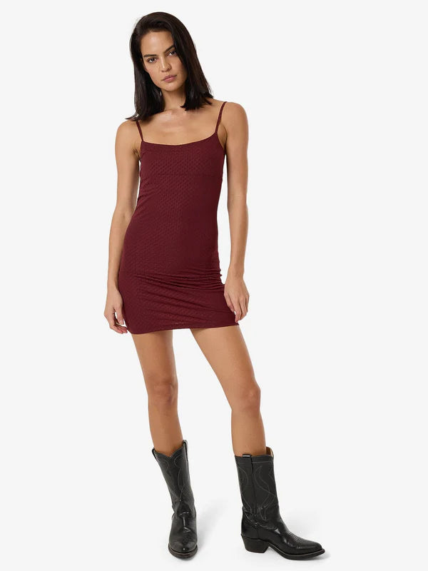 Thrills Petra Mesh Mini Dress - Dark Cherry