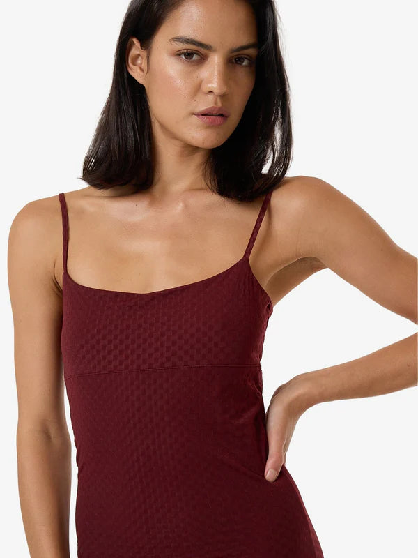 Thrills Petra Mesh Mini Dress - Dark Cherry