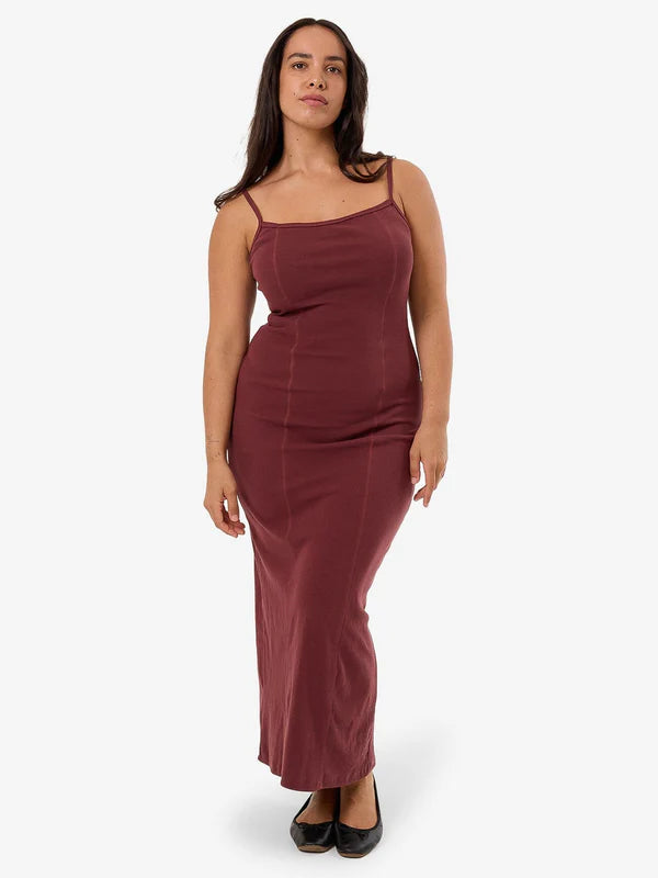 Thrills Rib Seam Dress - Dark Cherry